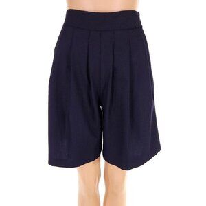 Ottod'ame Pleated Wool Blend Shorts Size 2 Blue NWT